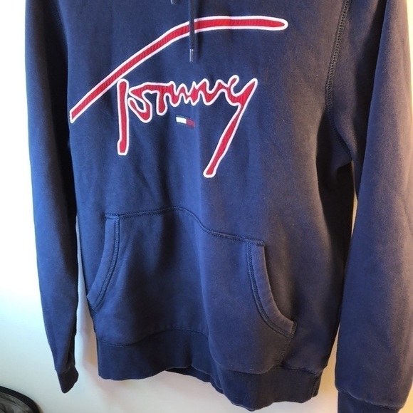 Tommy Hilfiger Denim Navy Tommy Pullover Hoodie Size Small Loungewear Kangaroo - Picture 13 of 16
